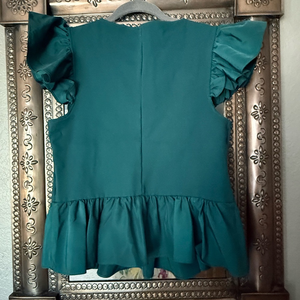 Express Teal Ruffle Blouse - Picture 2 of 5